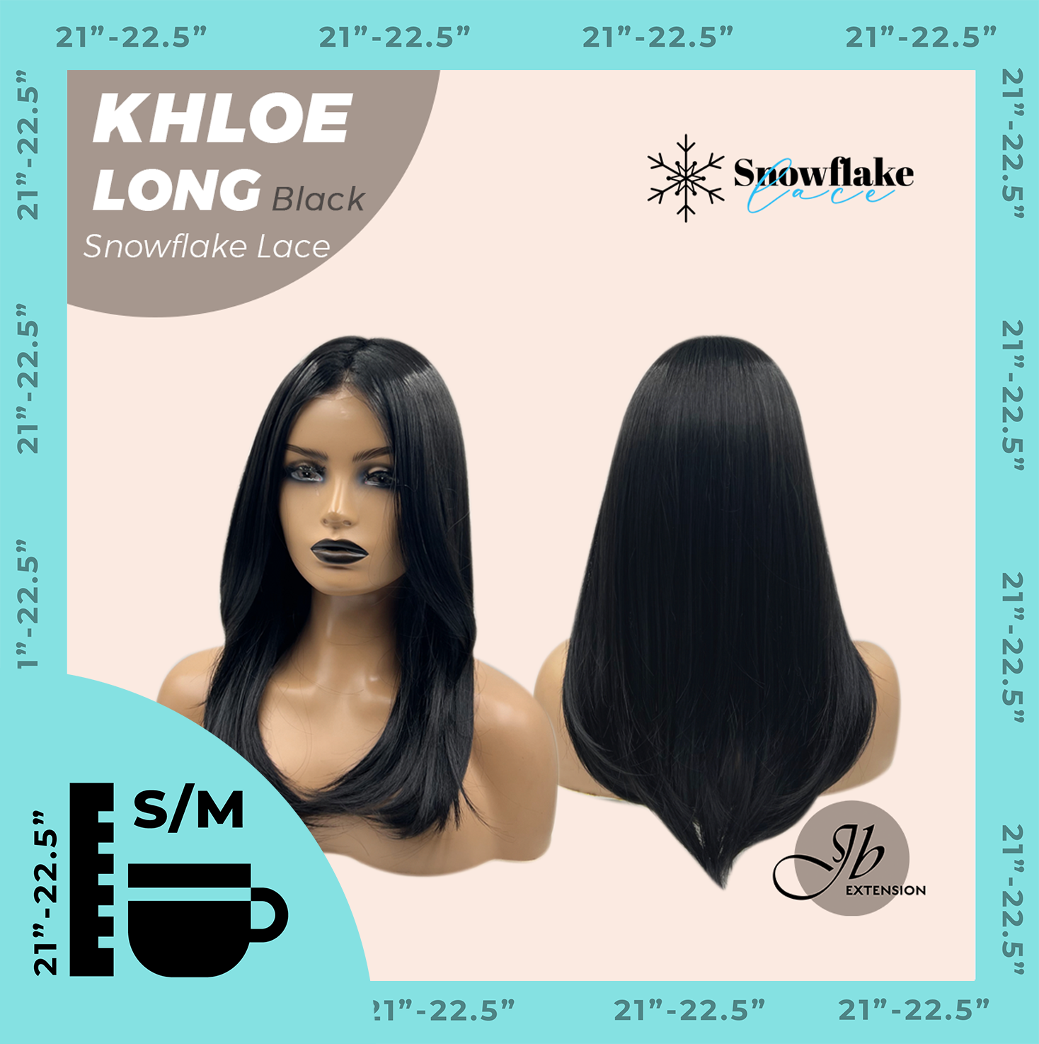 SNOWFLAKE LACE- JBEXTENSION 18 Inches Black Pre-Cut Snowflake Lace Frontlace Glueless Wig KHLOE LONG BLACK【PERMATEASE】【BENDY EAR TABS】