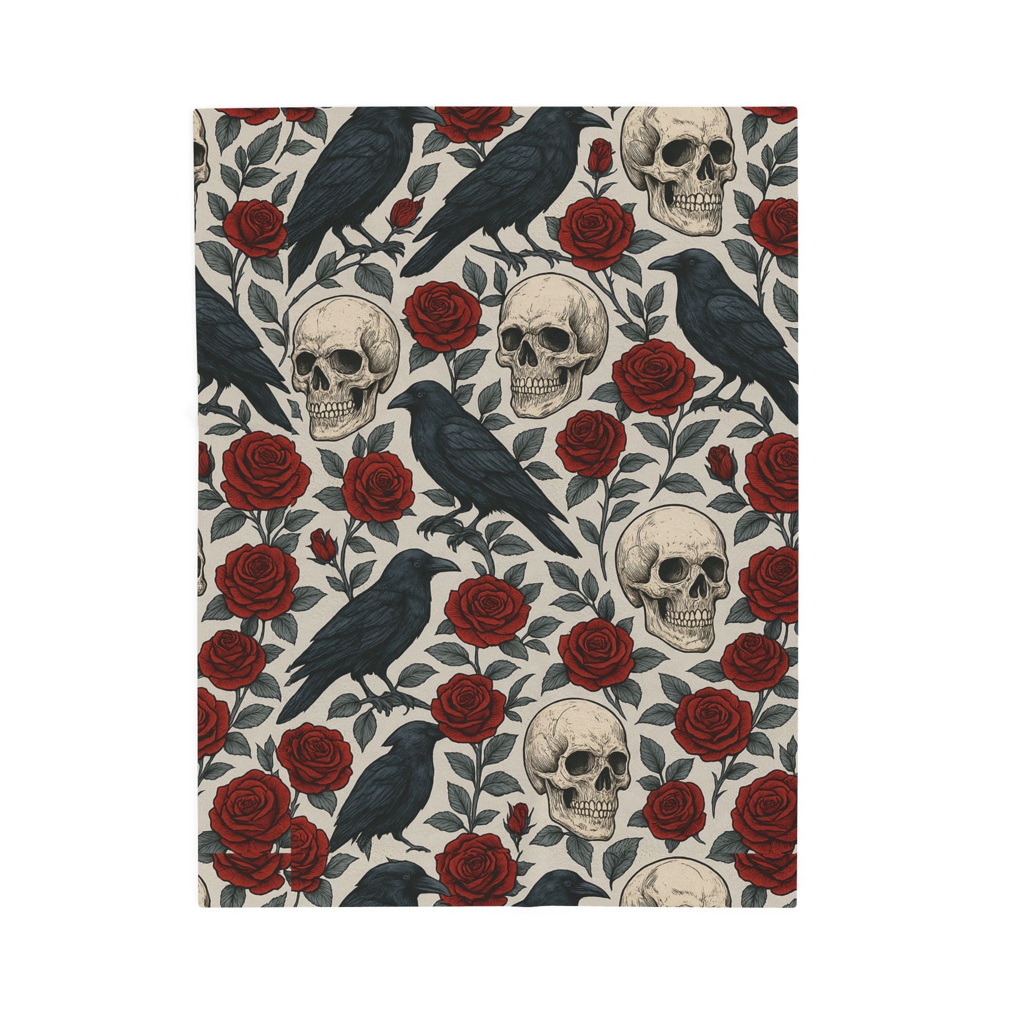 Gothic Skull & Rose Throw Blanket