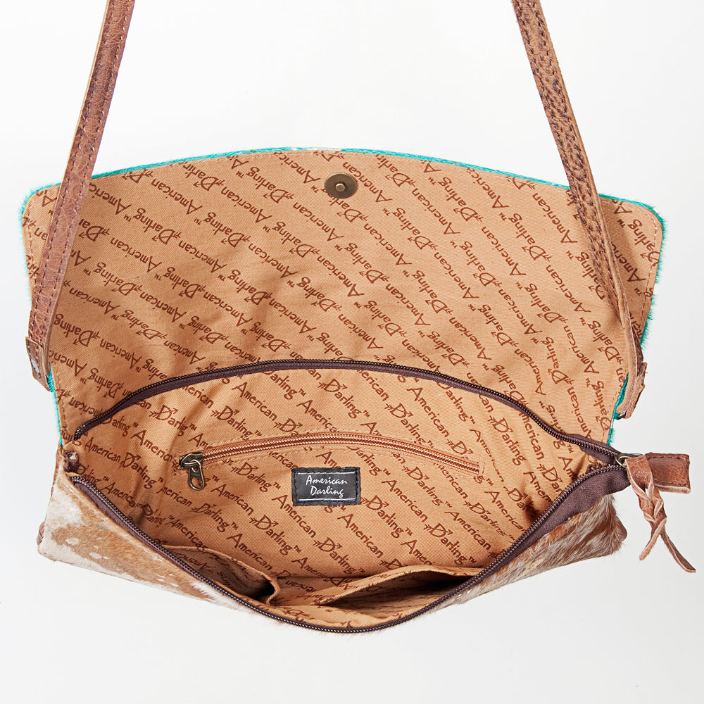 American Darling ADBG392TRQACGO Envelope Hair On Genuine Leather Women Bag Western Handbag Purse