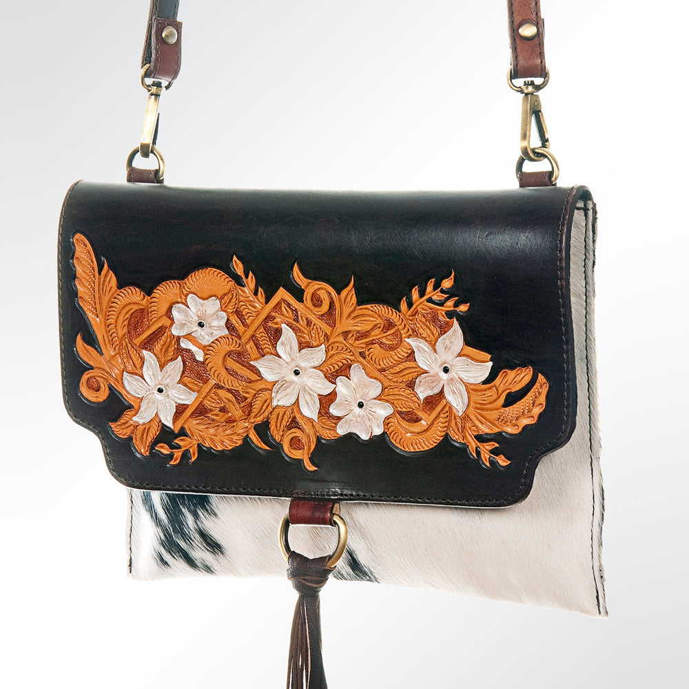 American Darling Wallet Hand Tooled Hair on Genuine Leather Western Women Bag Handbag Purse | Purses for Cute