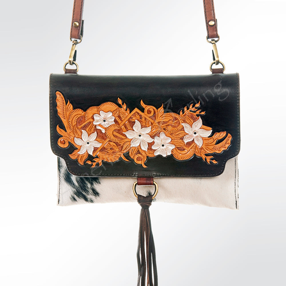 American Darling Wallet Hand Tooled Hair on Genuine Leather Western Women Bag Handbag Purse | Purses for Cute