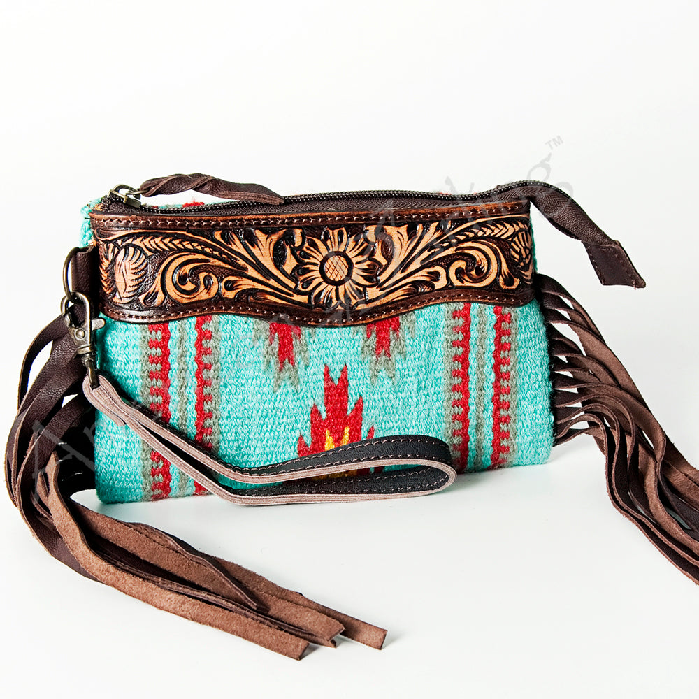 American Darling ADBGZ234 Wristlet Hand Tooled Saddle Blanket Genuine Leather Women Bag Western Handbag Purse