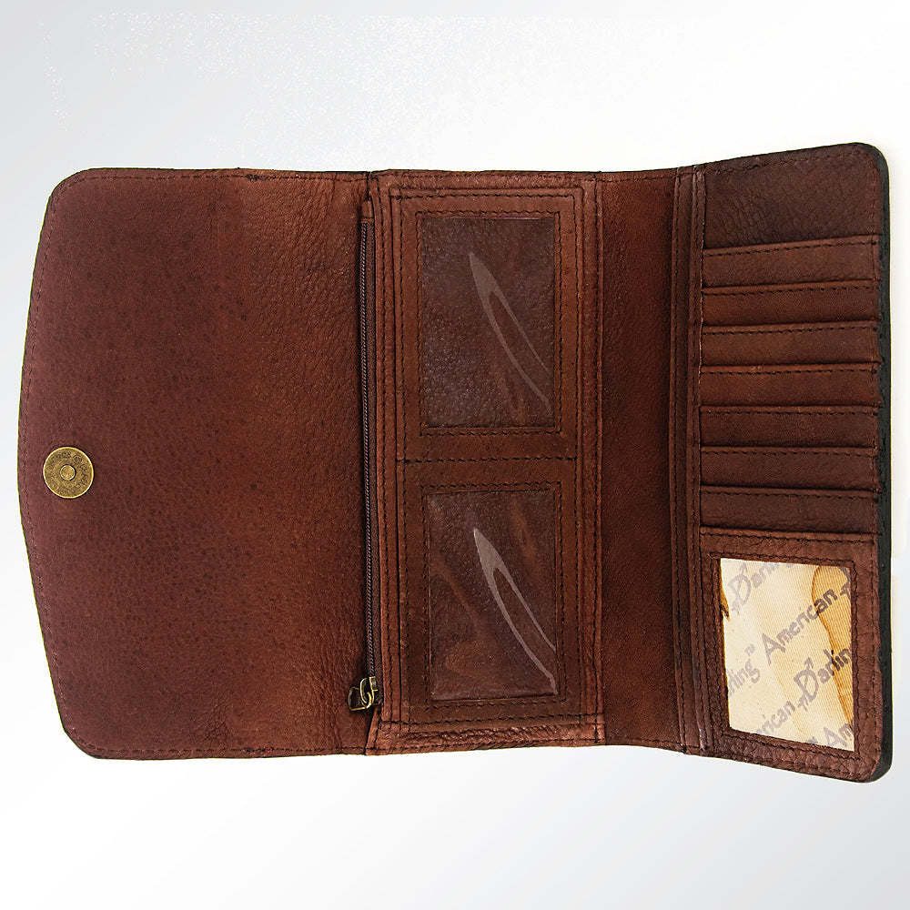 American Darling ADBG572 Wallet Hand Tooled Genuine Leather Women Bag Western Handbag Purse