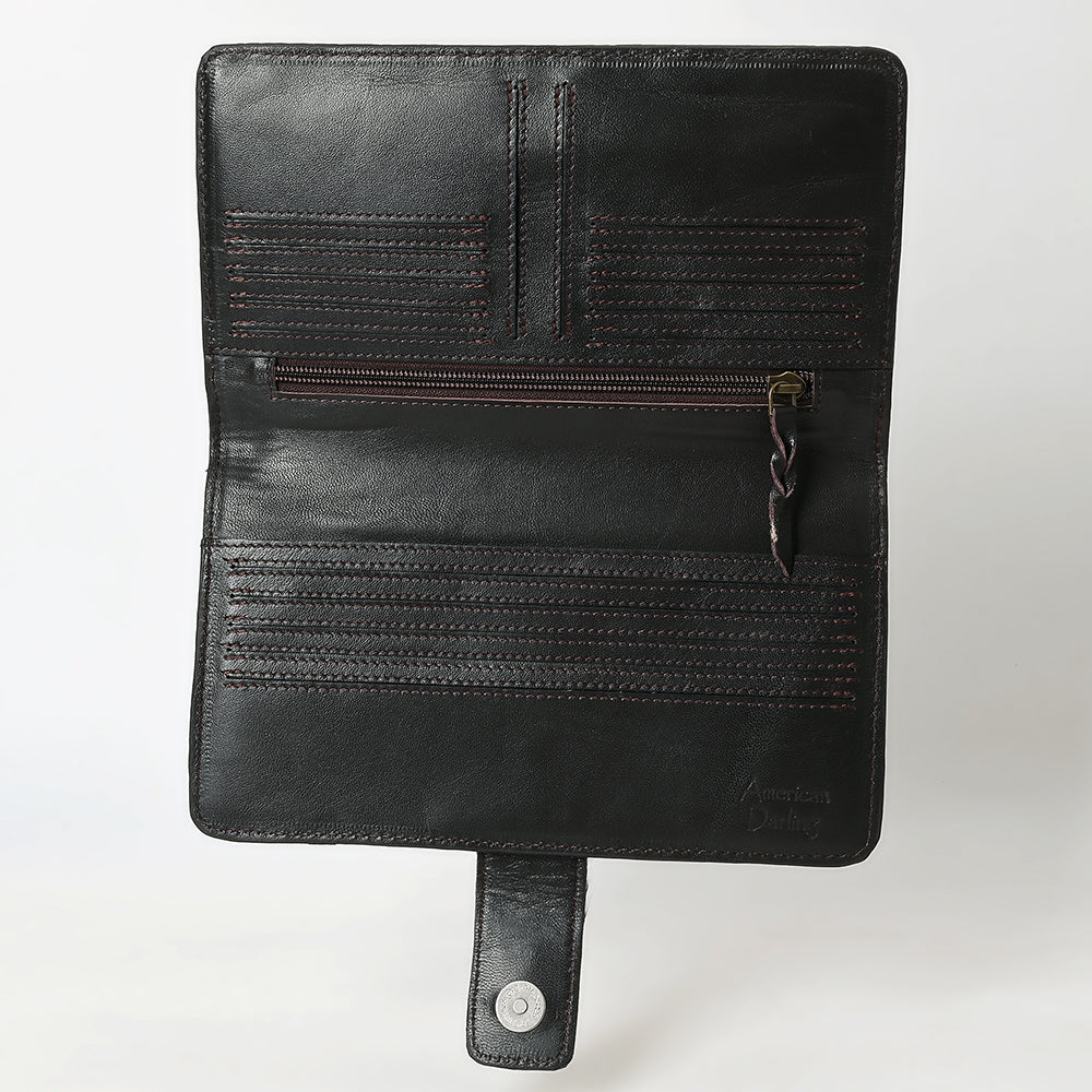 American Darling Wallet Hand Tooled Hair On Genuine Leather Western Women Bag | Handbag Purse Wristlet Travel Clutch