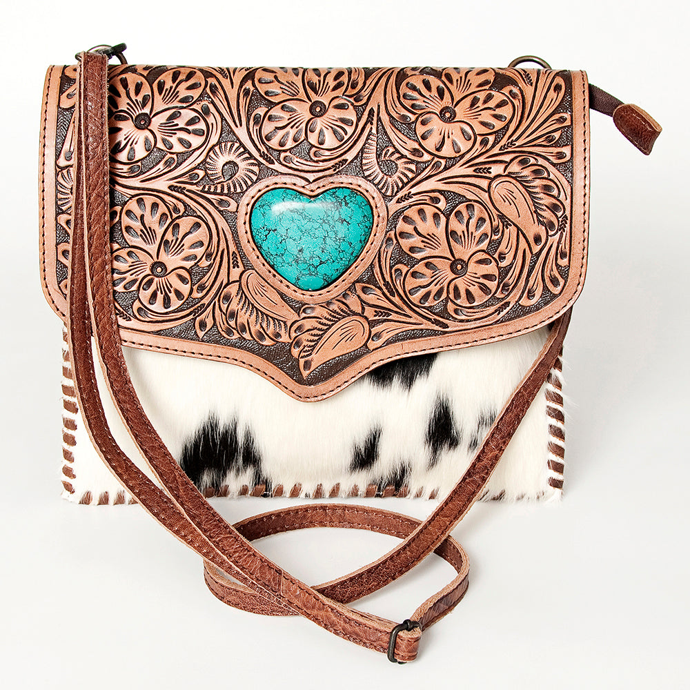 American Darling ADBGD149 Crossbody Hand Tooled Hair-On Genuine Leather Women Bag Western Handbag Purse
