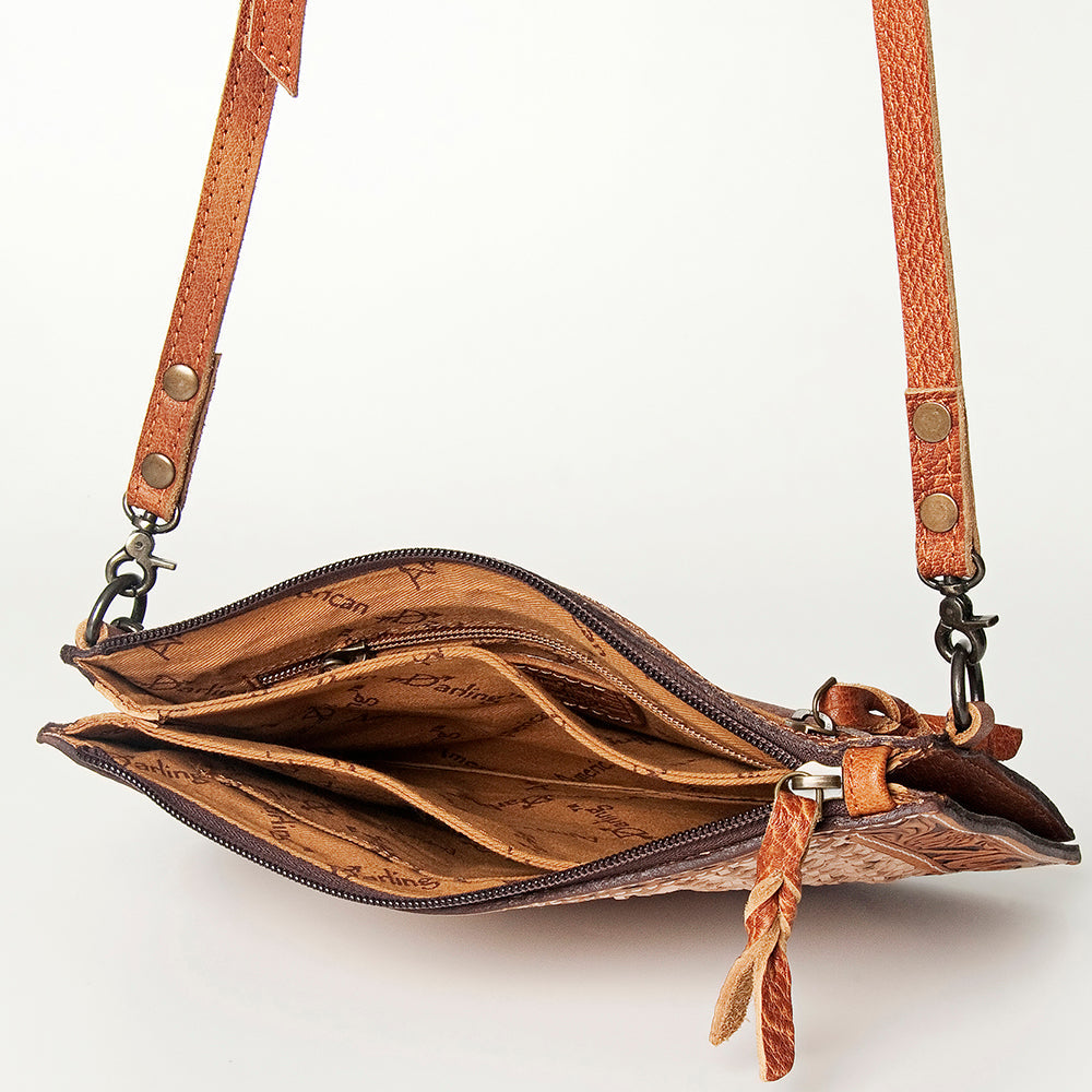 American Darling Clutch Hand Tooled Genuine Leather Western Women Bag Handbag Purse Tan | Purses for Cute