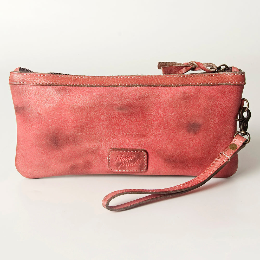 Never Mind Nmbg101F Wristlet Vintage Handmade Genuine Cowhide Leather Women Bag Western Handbag Purse