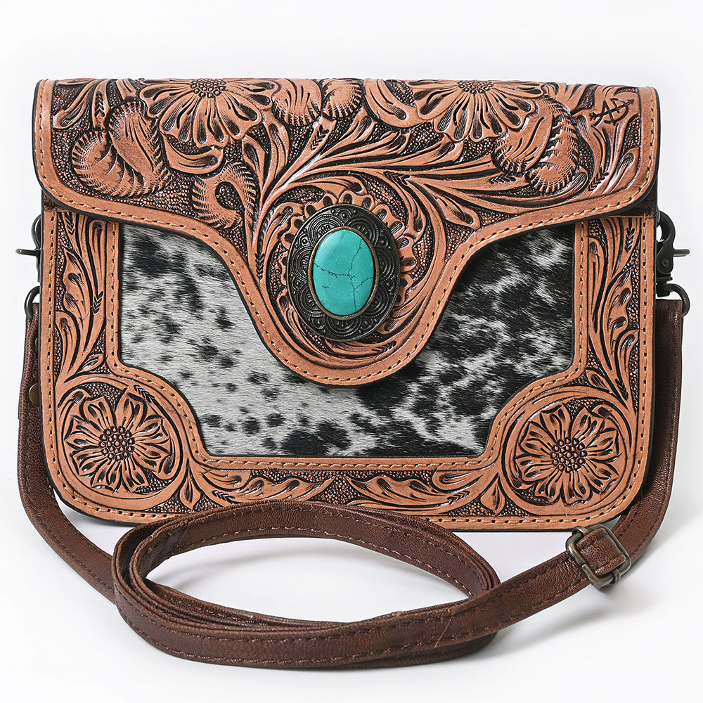 American Darling Small Crossbody Hand Tooled Hair On Genuine Leather Western Women Bag Handbag Purse | for Cute