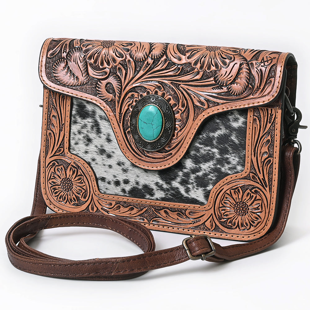 American Darling Small Crossbody Hand Tooled Hair On Genuine Leather Western Women Bag Handbag Purse | for Cute
