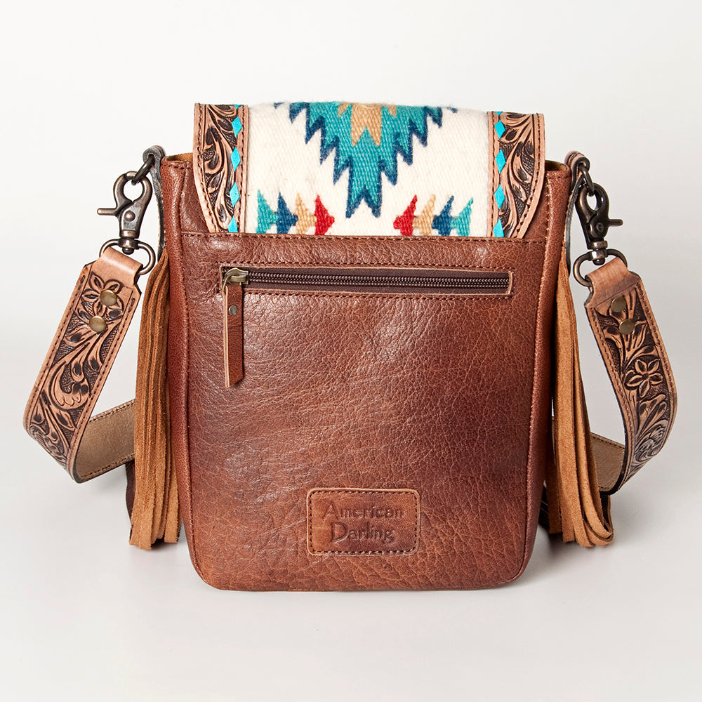 American Darling Cross Body Hand Tooled Saddle Blanket Hair On Genuine Leather Western Women Bag Handbag Purse Crossbody Cute