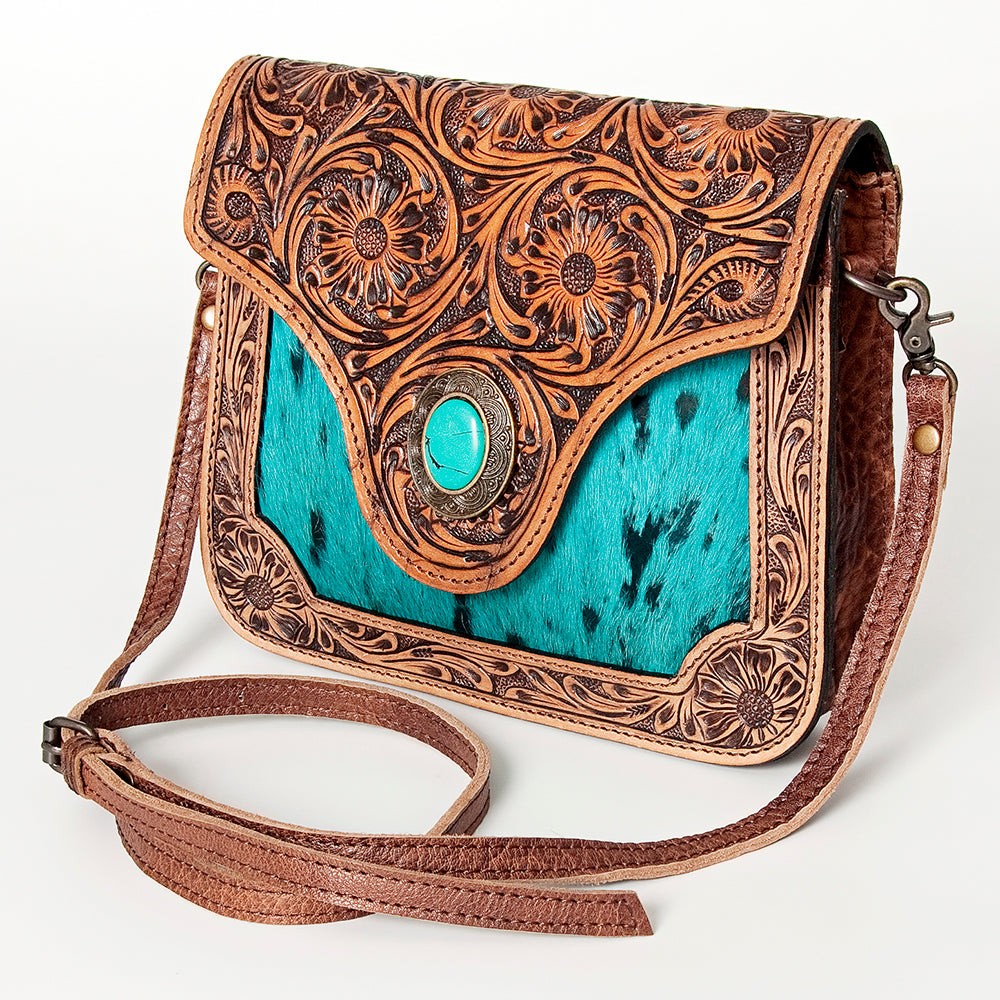 American Darling Small Crossbody Hand Tooled Hair On Genuine Leather Western Women Bag Handbag Purse | for Cute