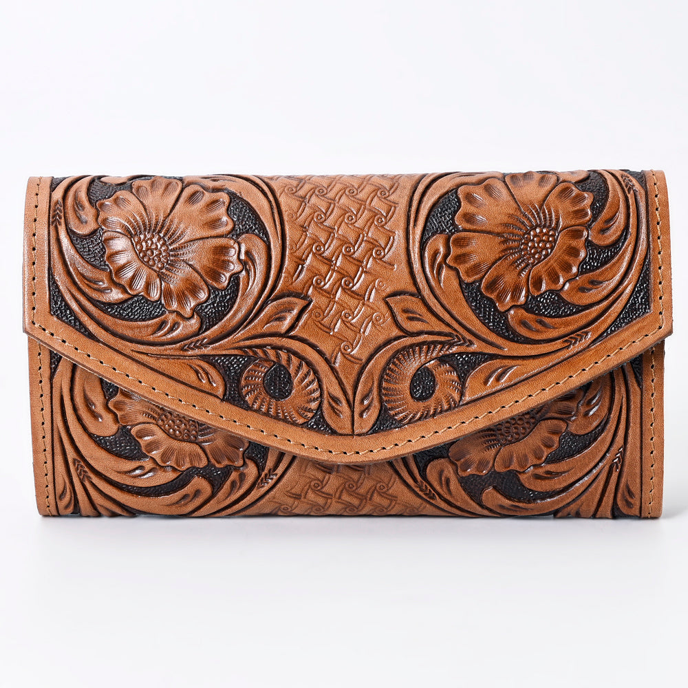 OHLAY WALLET Hand Tooled  Genuine Leather women bag western handbag purse