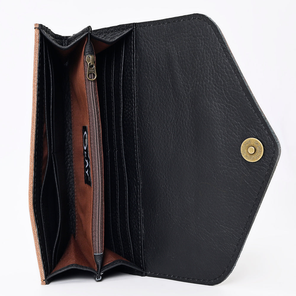 OHLAY WALLET Hand Tooled  Genuine Leather women bag western handbag purse