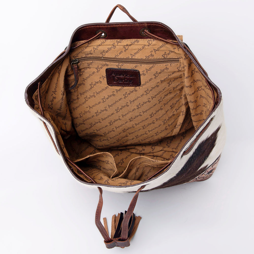 American Darling Backpack Hair On Hand Tooled Genuine Leather Women Bag Western Handbag Purse