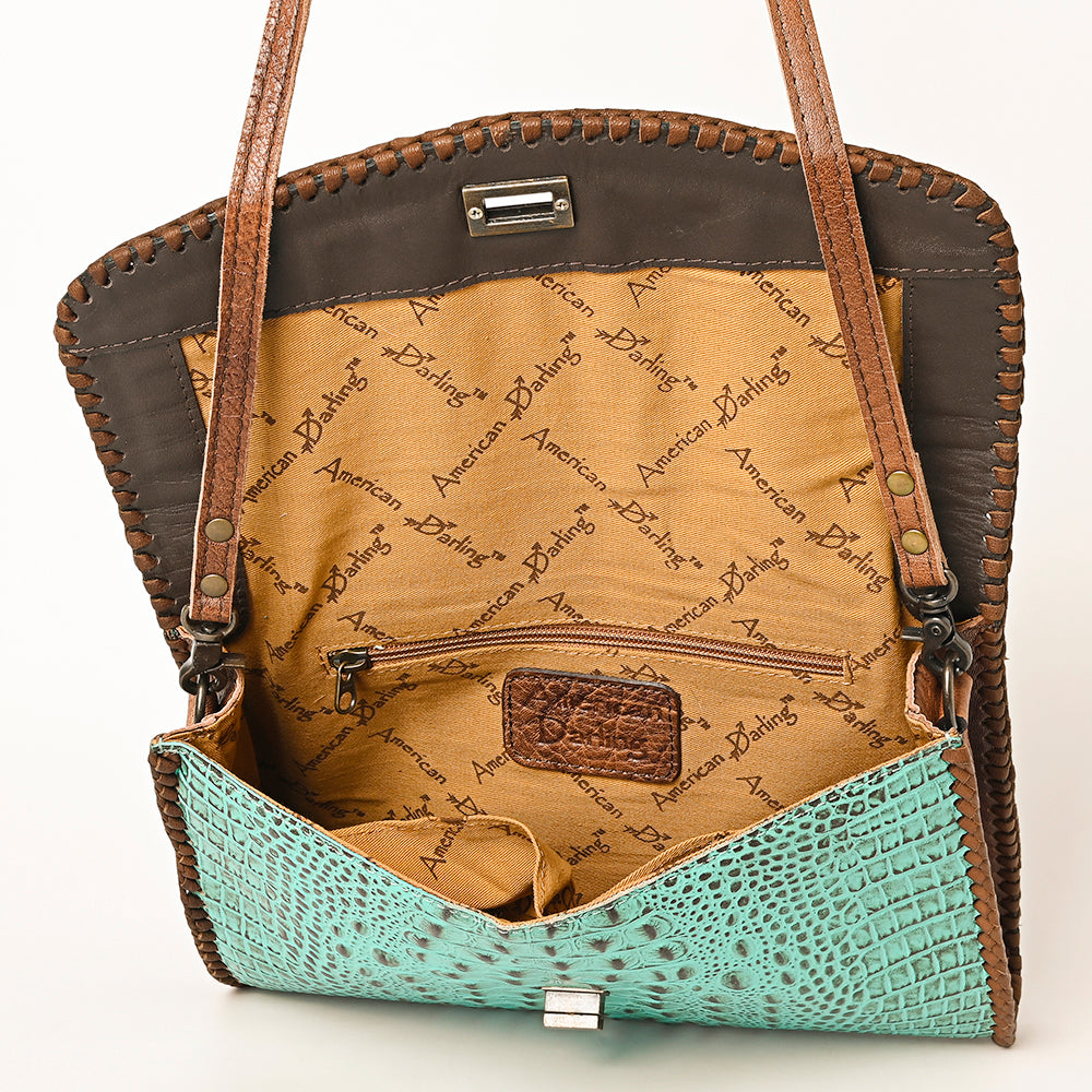 ADBG1023A American Darling Coin Purse Crocodile embossed Genuine Leather women bag western handbag purse