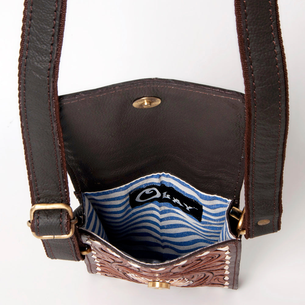 OHLAY KBA127 Cell Phone Holder 100% cotton Denim Genuine Leather women bag western handbag purse