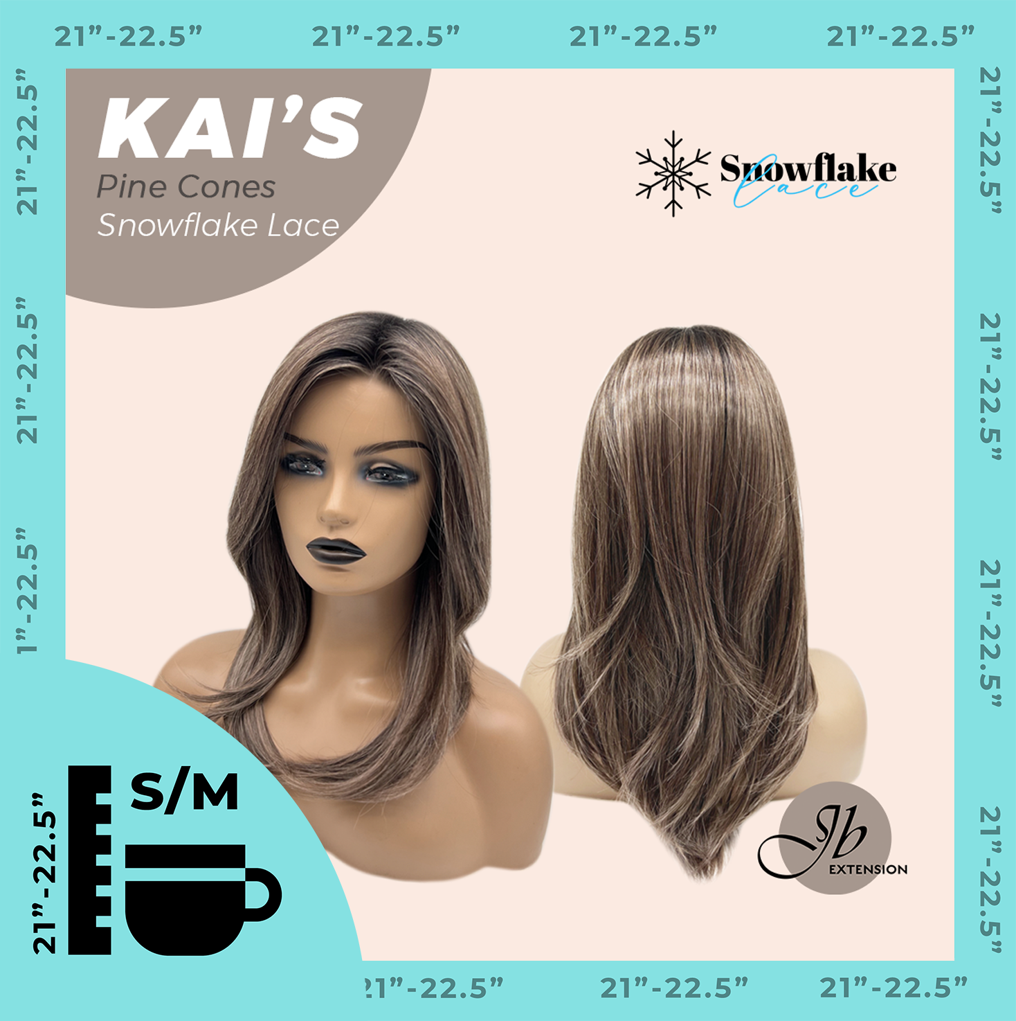 JBEXTENSION 18 Inches Pine Cones Pre-Cut Snowflake Lace Frontlace Glueless Wig KAI'S PINE CONES【PERMATEASE】【BENDY EAR TABS】