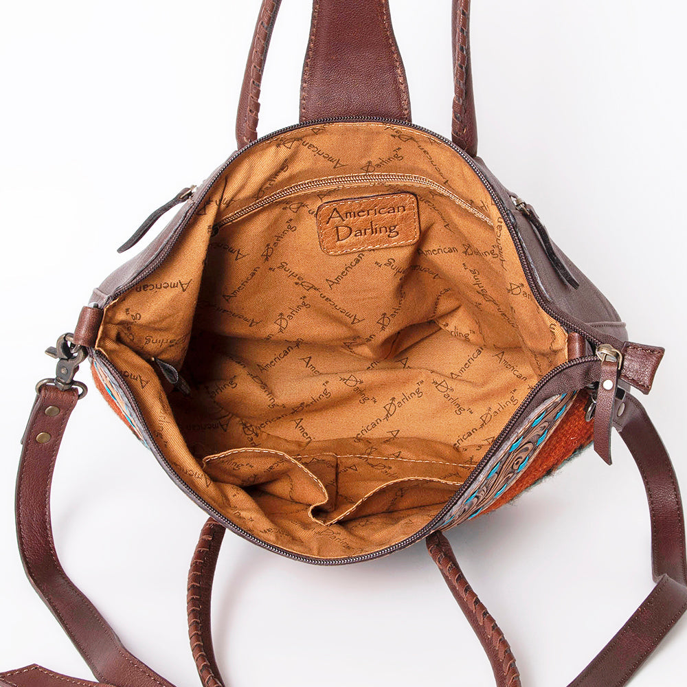 American Darling ADBG1084 Tote Hand Tooled Saddle Blanket Genuine Leather women bag western handbag purse