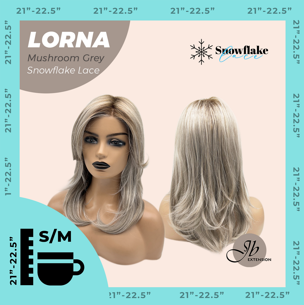 JBEXTENSION 18 Inches Mushroom Grey Curly Pre-Cut Snowflake Lace Frontlace Glueless Wig LORNA MUSHROOM GREY【PERMATEASE】【BENDY EAR TABS】