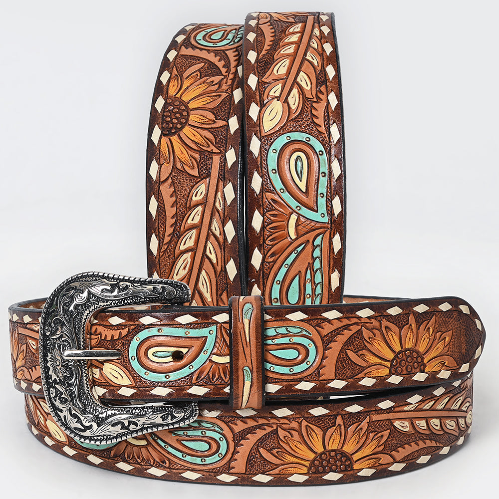 Beautifully Hand Tooled Hand Painted Genuine American Leather Belt Men and Women