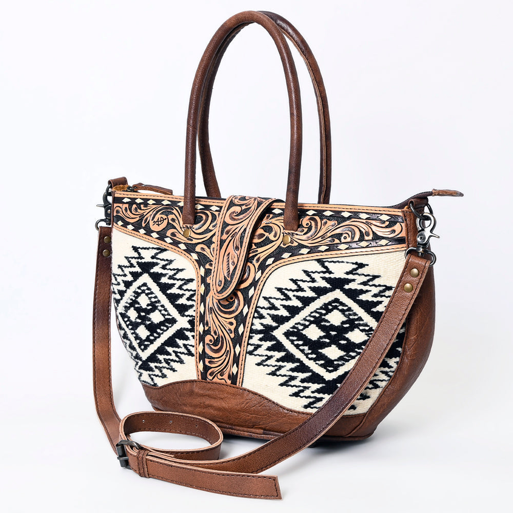 American Darling ADBG1084 Tote Hand Tooled Saddle Blanket Genuine Leather women bag western handbag purse