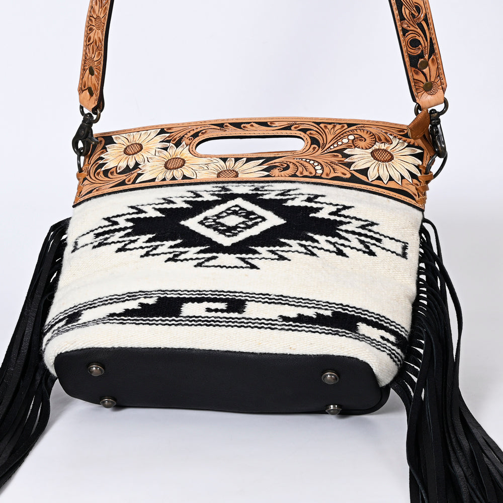 American Darling Clutch Hand Tooled Saddle Blanket Fabric Genuine Leather Western Women Bag Handbag Purse | Purses for Cute