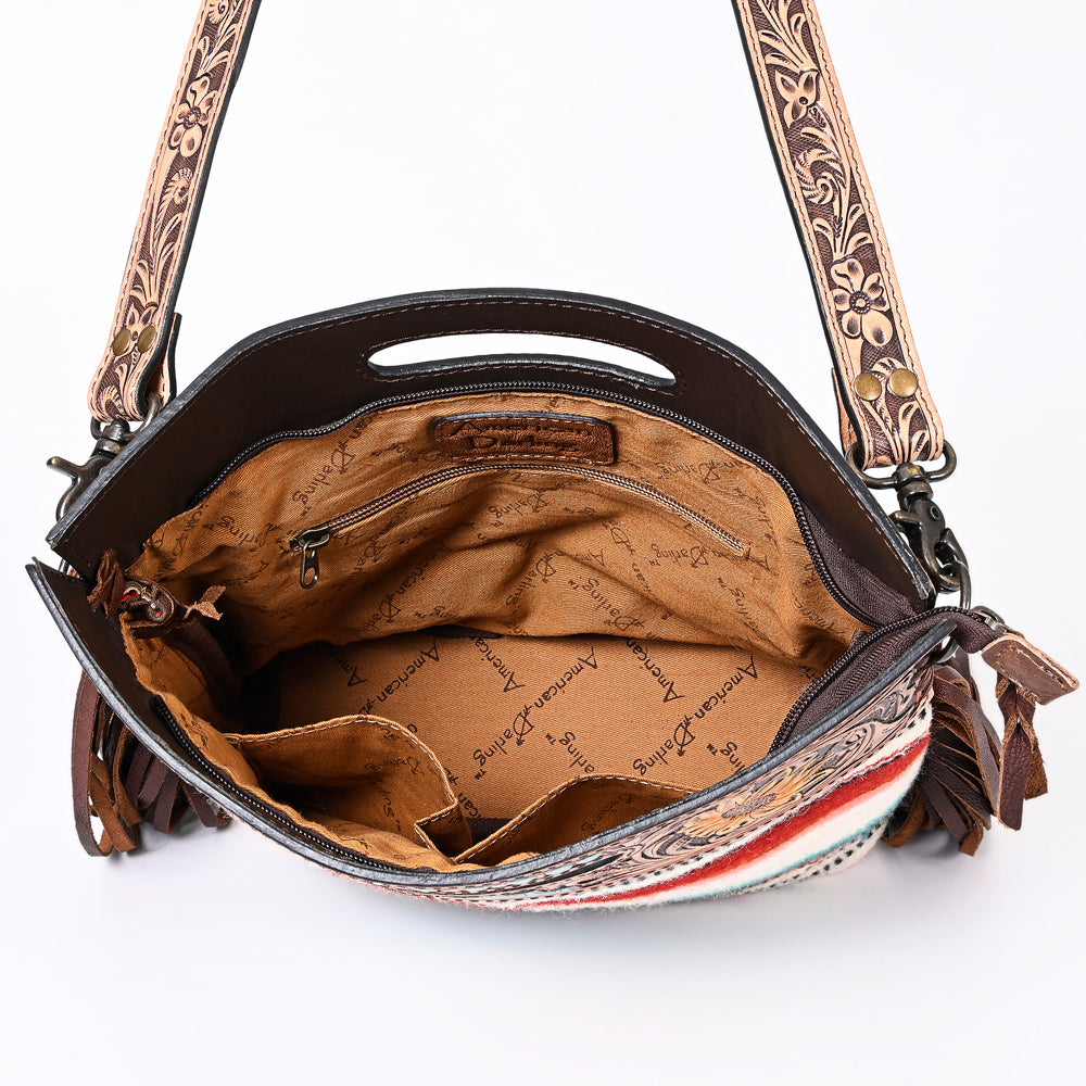 American Darling Clutch Hand Tooled Saddle Blanket Fabric Genuine Leather Western Women Bag Handbag Purse | Purses for Cute