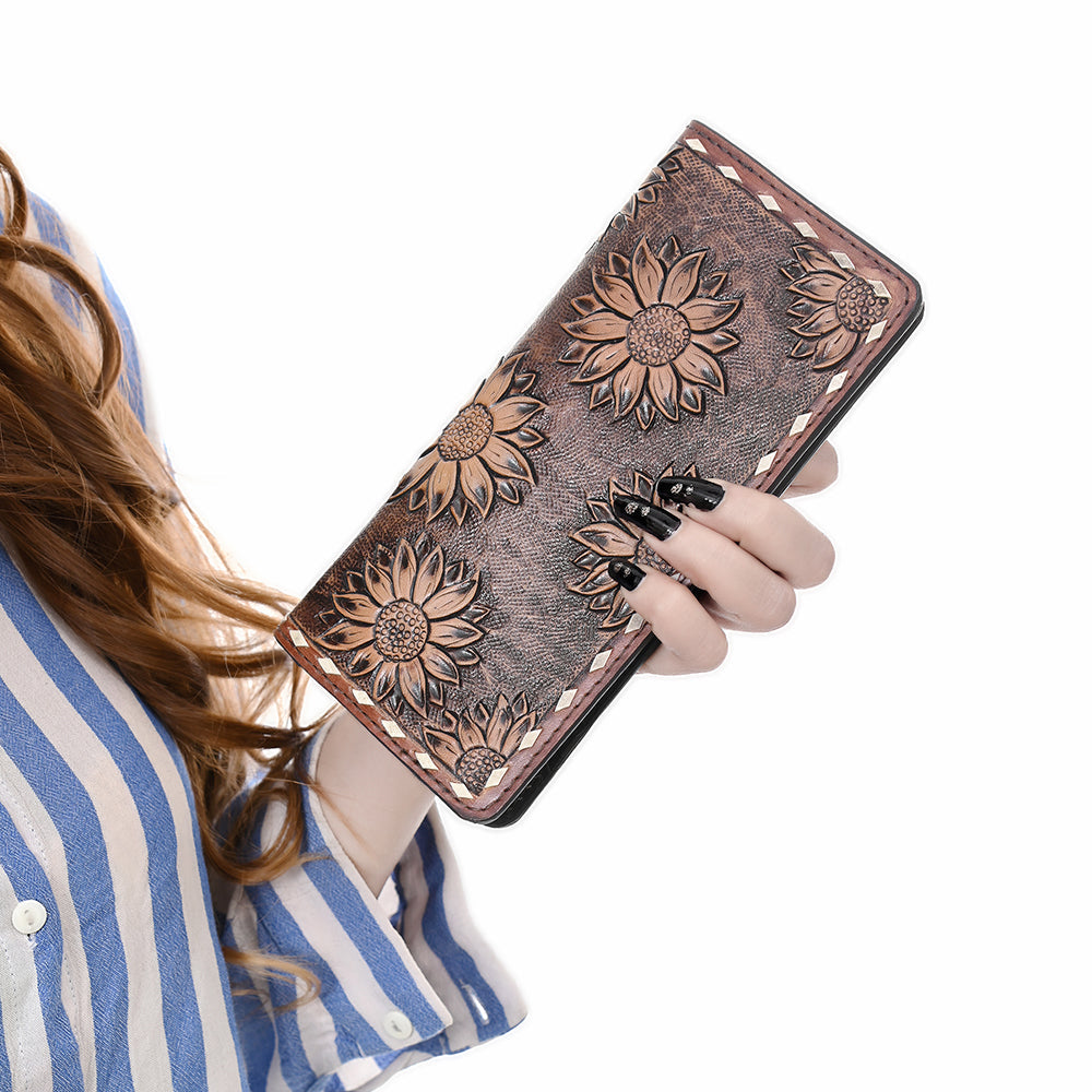 OHLAY WALLET Hand Tooled  Genuine Leather women bag western handbag purse