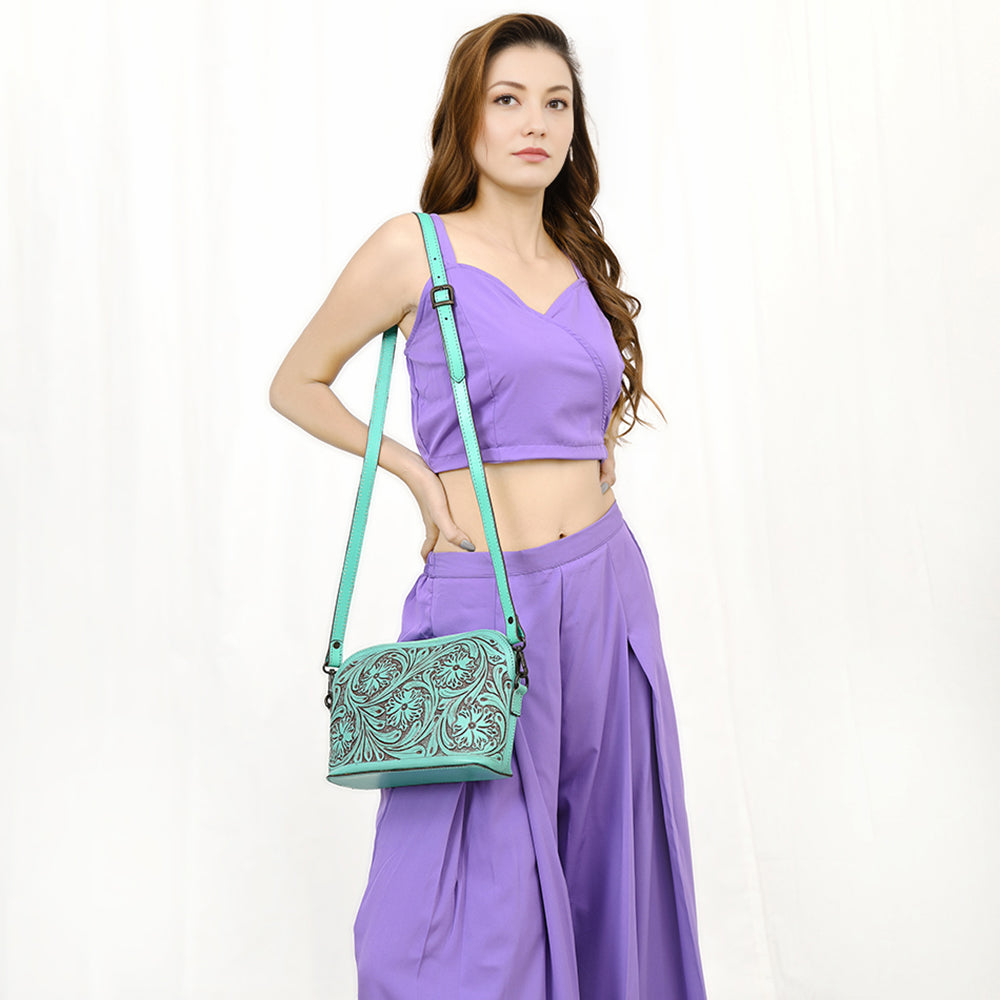 ADBGZ786B American Darling SMALL CROSSBODY Hand Tooled Genuine Leather women bag western handbag purse