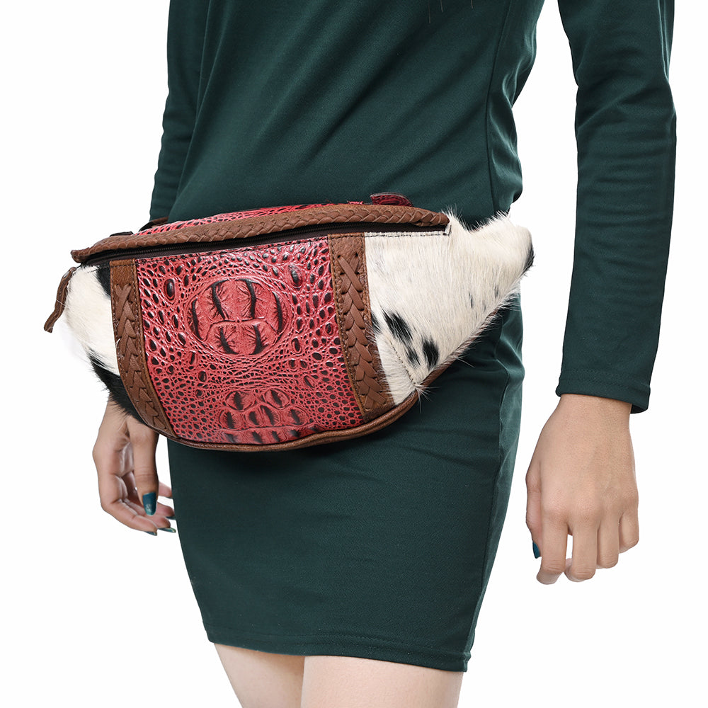 American Darling Pouch Hair On Crocodile Embossed Genuine Leather women bag western handbag purse