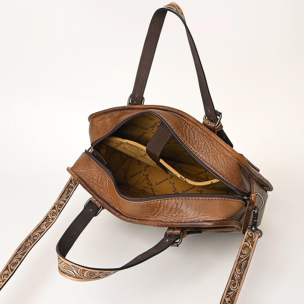 American Darling ADBG1183 Hand Tooled Crocodile Embossed Genuine Leather Women Bag Western Handbag Purse