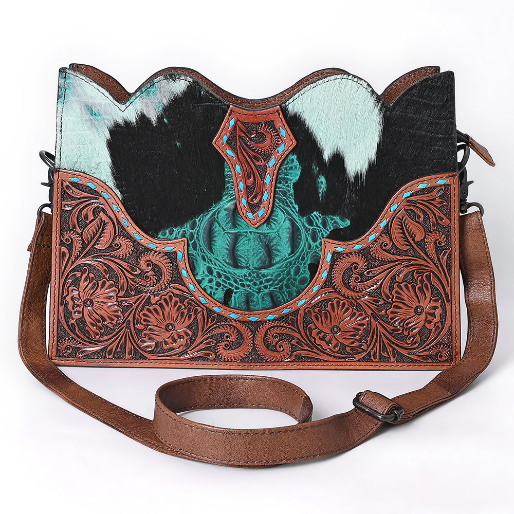American Darling Crossbody Hand Tooled Hair On Genuine Leather Women Bag Western Handbag Purse