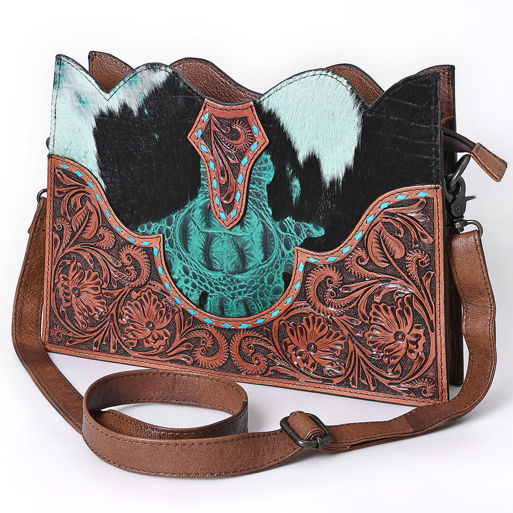 American Darling Crossbody Hand Tooled Hair On Genuine Leather Women Bag Western Handbag Purse