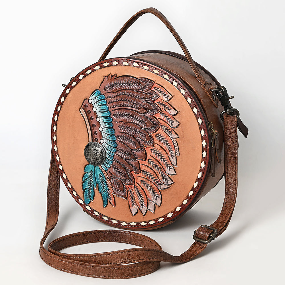 American Darling Canteen Hand Tooled Hair On Genuine Leather women bag western handbag purse