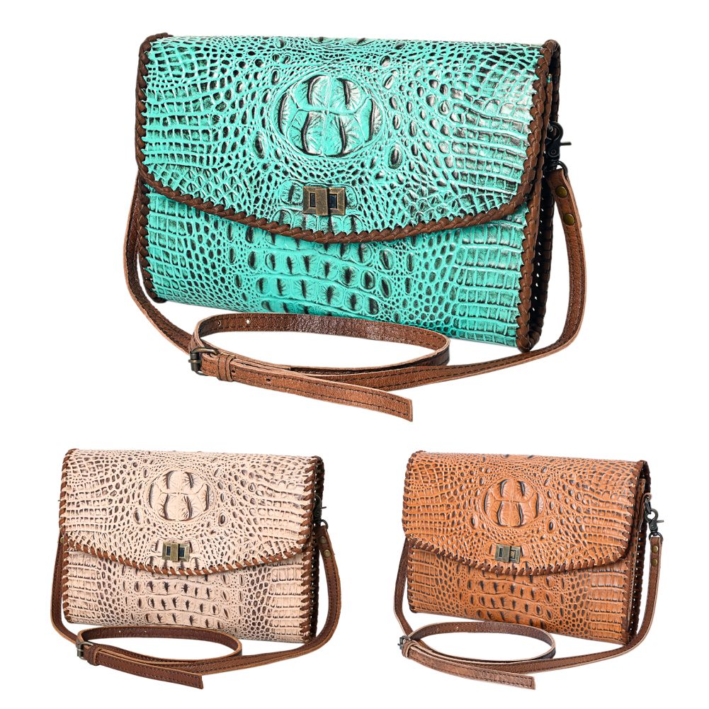 ADBG1023A American Darling Coin Purse Crocodile embossed Genuine Leather women bag western handbag purse