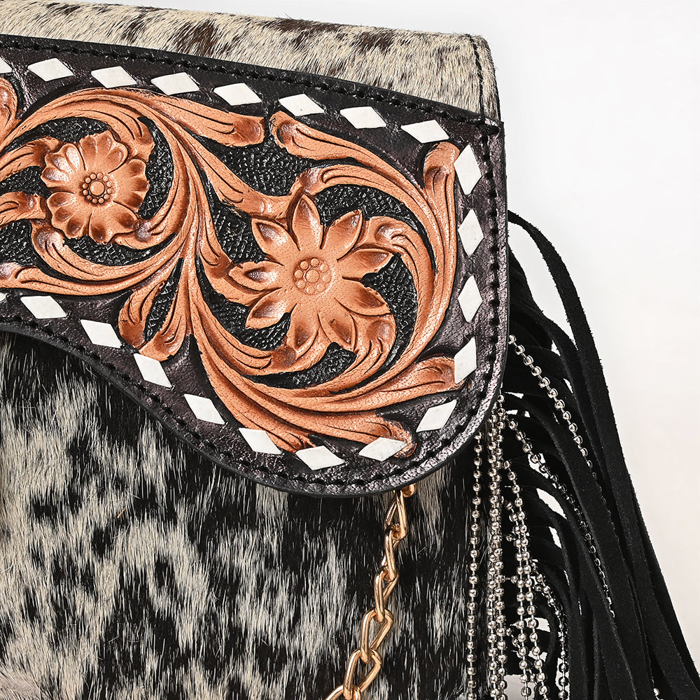 American Darling Crossbody Hand Tooled Hair On Genuine Leather Women Bag Western Handbag Purse
