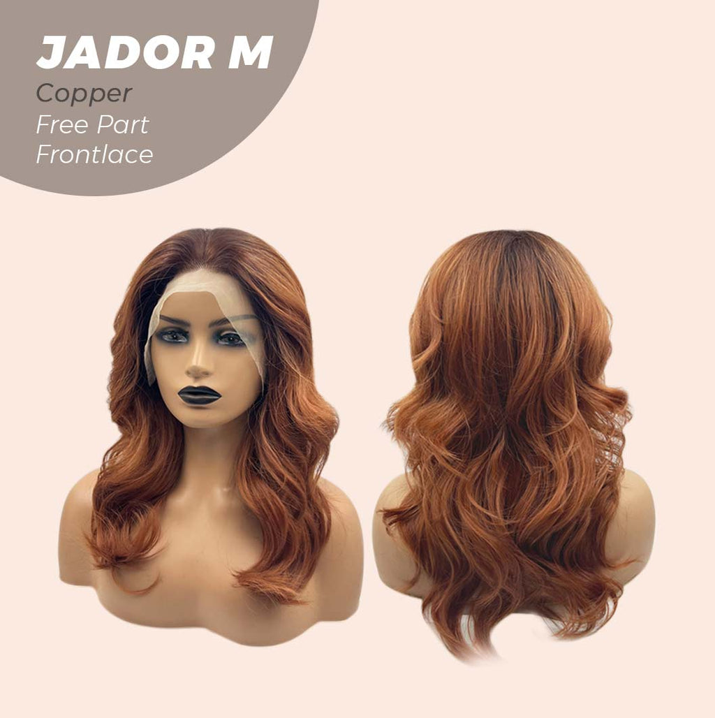 Olivia's Pick- 20 Inches Copper Curly Lace Front Wig.Pre Plucked 13*4 HD Transparent Lace Frontal Handmade Futura Fiber Swiss Lace Synthetic Fiber Glueless Wig JADOR M COPPER