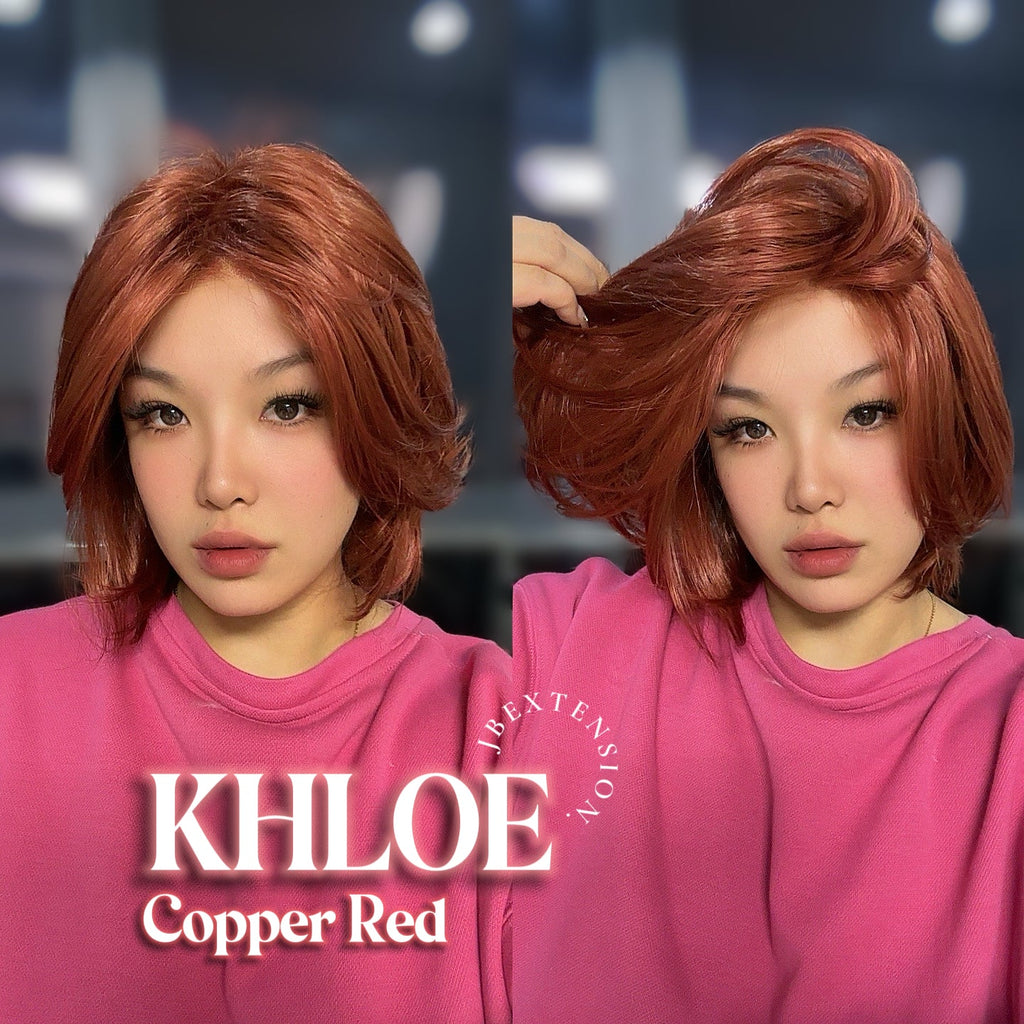 HOT OF SEASON - 12 Inches Bob Cut Copper Red Pre-Cut Snowflake Lace Frontlace Glueless Wig KHLOE COPPER RED【PERMATEASE】【BENDY EAR TABS】