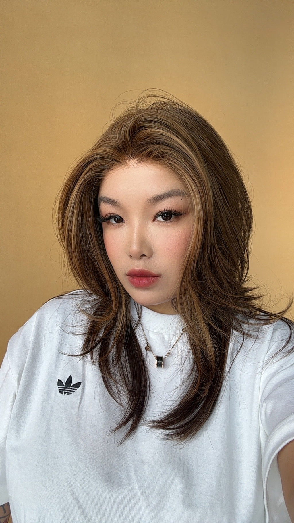 JBEXTENSION 20 Inches Caramel Pre-Cut Snowflake Lace Frontlace Glueless Wig VICKY【PERMATEASE】【BENDY EAR TABS】- M/L