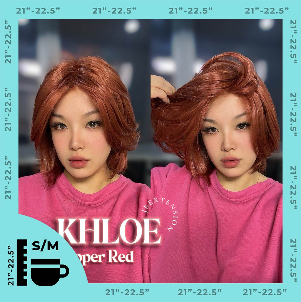 HOT OF SEASON - 12 Inches Bob Cut Copper Red Pre-Cut Snowflake Lace Frontlace Glueless Wig KHLOE COPPER RED【PERMATEASE】【BENDY EAR TABS】