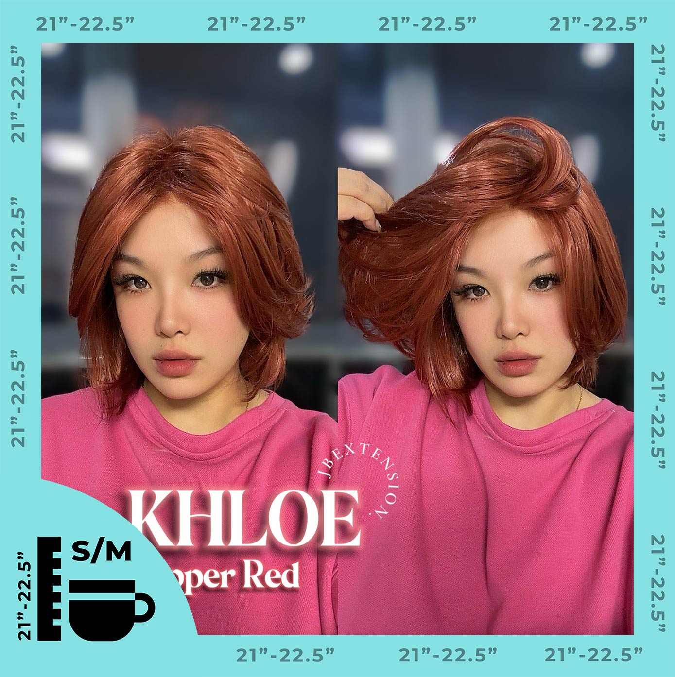 HOT OF SEASON - 12 Inches Bob Cut Copper Red Pre-Cut Snowflake Lace Frontlace Glueless Wig KHLOE COPPER RED【PERMATEASE】【BENDY EAR TABS】