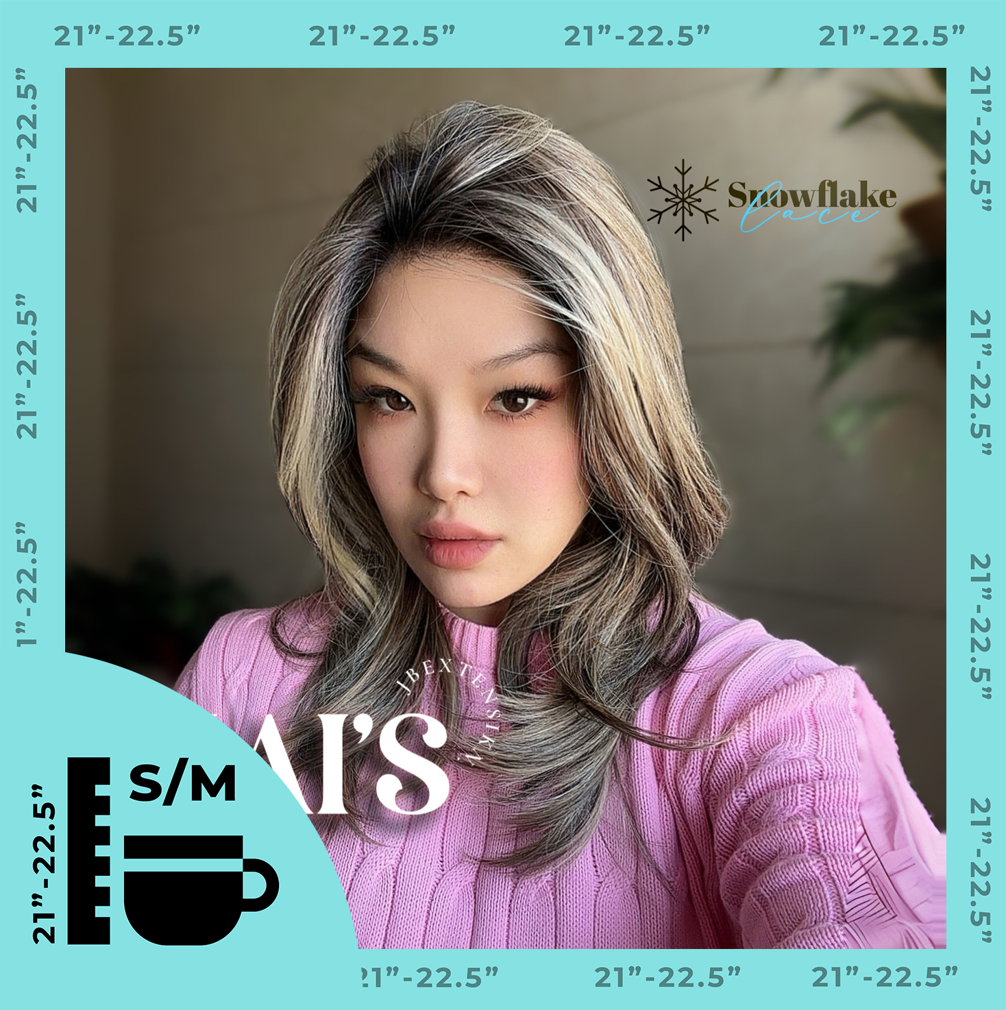 JBEXTENSION 18 Inches Mix Blonde Pre-Cut Snowflake Lace Frontlace Glueless Wig KAI'S【PERMATEASE】【BENDY EAR TABS】- S/M