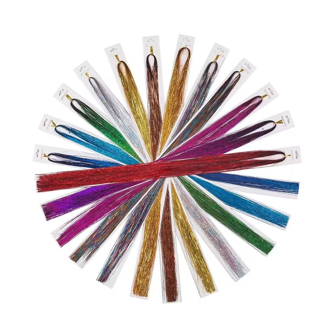 JBextension Hair Extensions Pink Sparkle Highlights for Hair 35 Inch Multi-Colors Synthetic Hair Extensions for Party, Christmas, New Year, Halloween, Cosplay