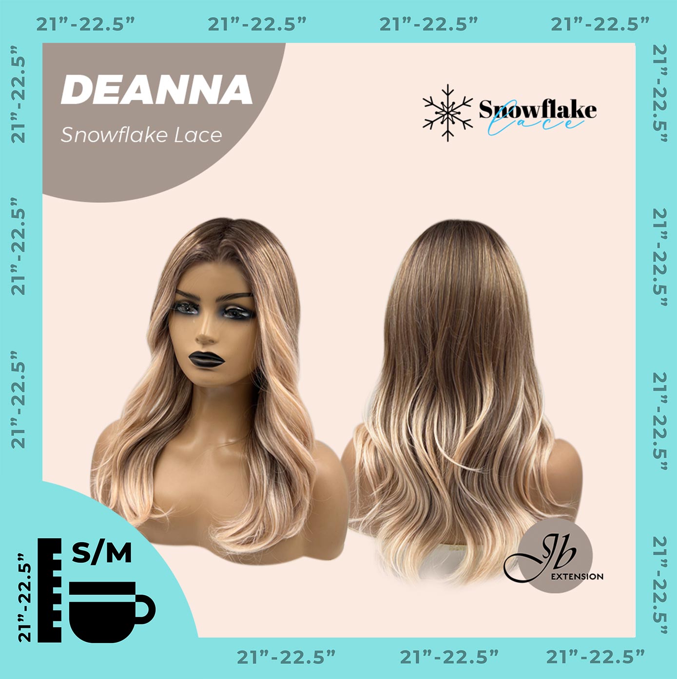 JBEXTENSION 20 Inches Apricot Pre-Cut Snowflake Lace Frontlace Glueless Wig DEANNA SNOWFLAKE【PERMATEASE】【BENDY EAR TABS】