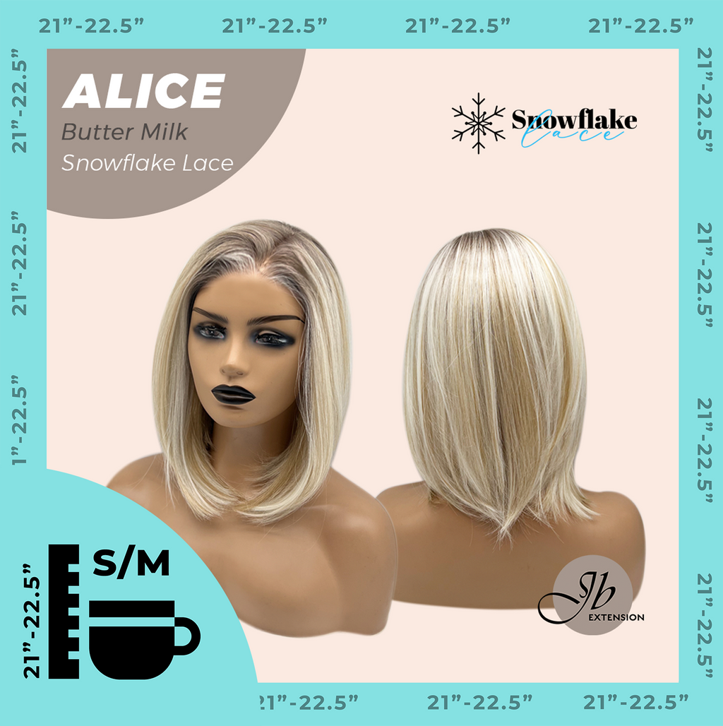 JBEXTENSION 12 Inches Butter Milk Pre-Cut Side Part Snowflake Lace Frontlace Glueless Wig ALICE BUTTER MILK【BENDY EAR TABS】- S/M