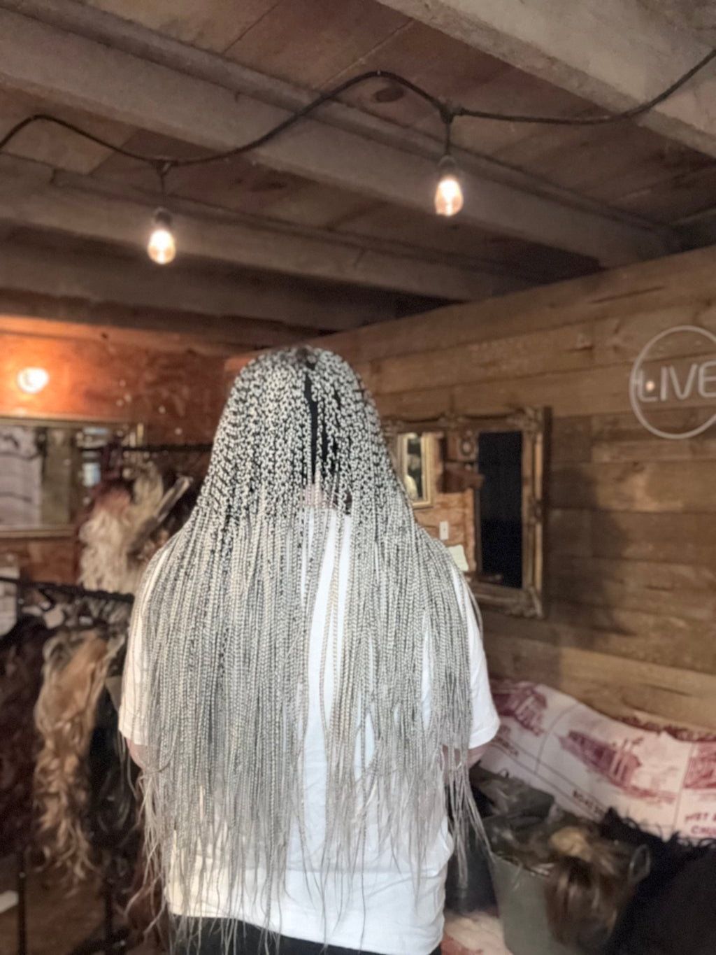 Full lace braided wig human hair blend