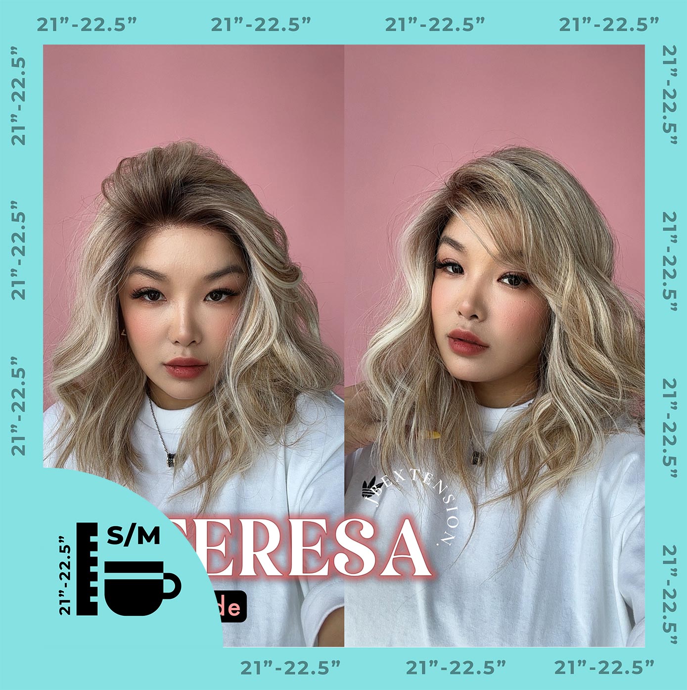 JBEXTENSION 18 Inches Mix Blonde Pre-Cut Snowflake Lace Frontlace Glueless Wig TERESA BLONDE【PERMATEASE】【BENDY EAR TABS】