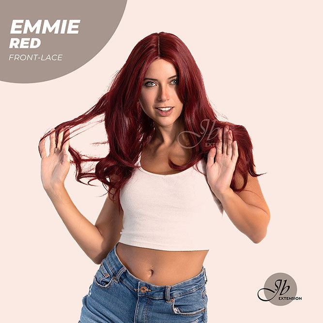 Olivia's Pick-26 Inches Curly Women Red Wig Pre-Cut Frontlace Glueless Wig EMMIE RED