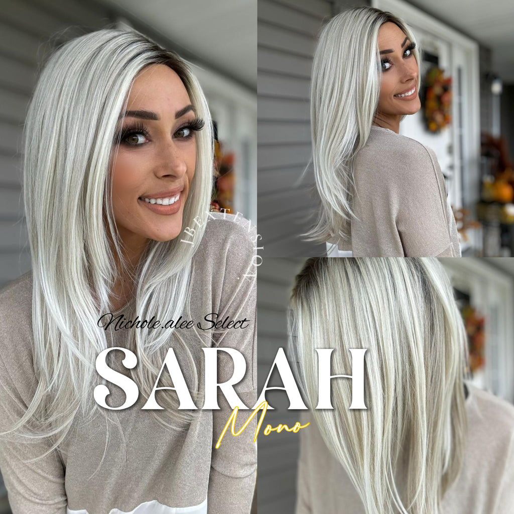 Nichole's Selection - SARAH MONO Monofilament Handmade Wig 6X5 Full Monofilament Hand Tied Top Wig 22 Inches Blonde Color Full Mono Lace Glueless Wig SARAH MONO【BENDY EAR TABS】