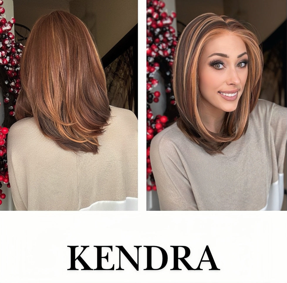 Nichole's Selection - 16 Inches Auburn Highlight Pre-Cut Frontlace Glueless Wig KENDRA